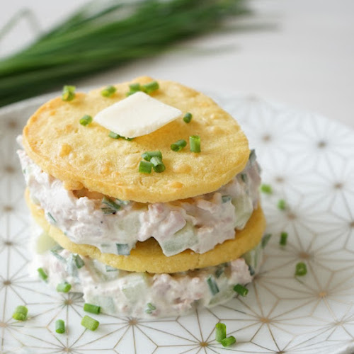 Millefeuille concombre jambon et sables au parmesan 1