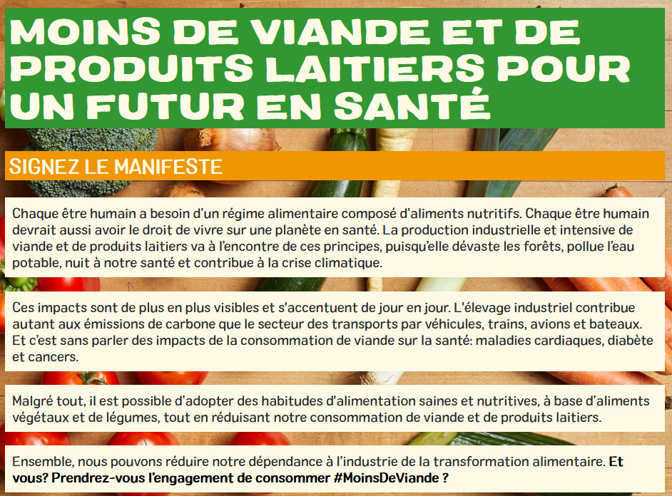 Moins de Viande et de Produits Laitiers pour un Futur en Santé