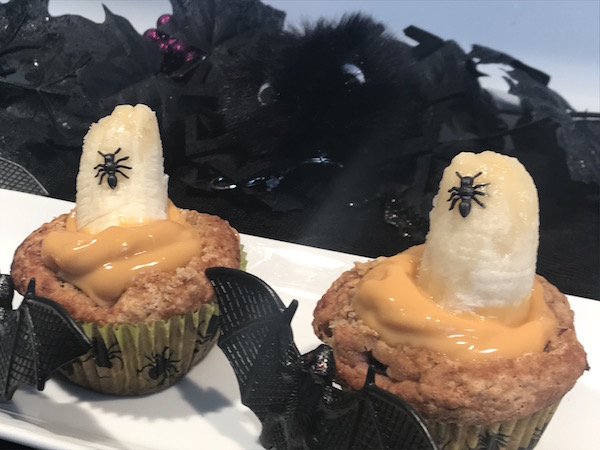 Muffins à la Citrouille et Bananes et Pouding Caramel pour L'halloween 3