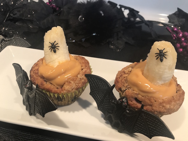 Muffins à la Citrouille et Bananes et Pouding Caramel pour L'halloween