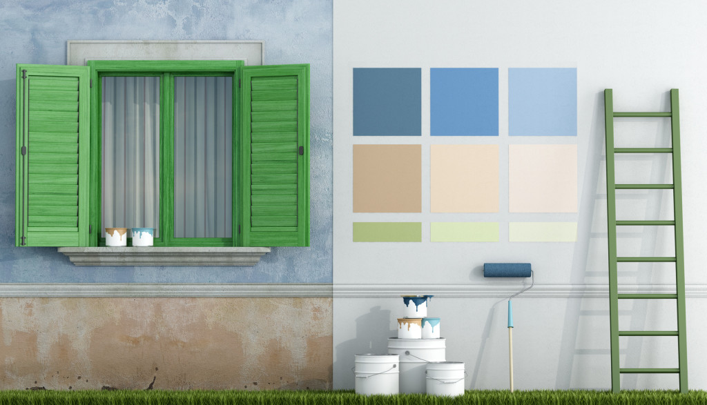 select color swatch to paint wall of an old house - rendering