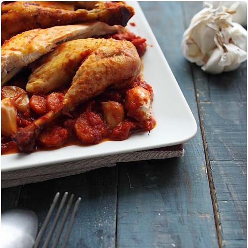 Poulet roti a lail tomates et sirop derable