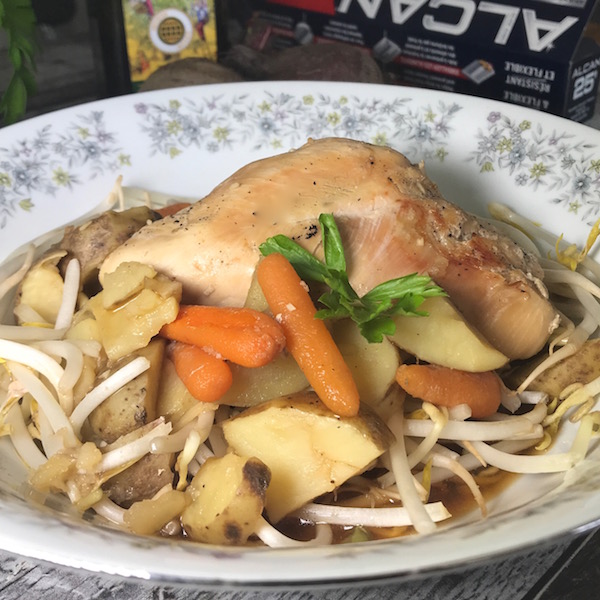 Poulet Sauce Miel et Ail sur Fèves Germées 3