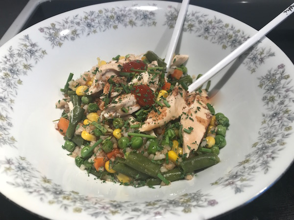 Riz Jasmin, Légumes et Poulet