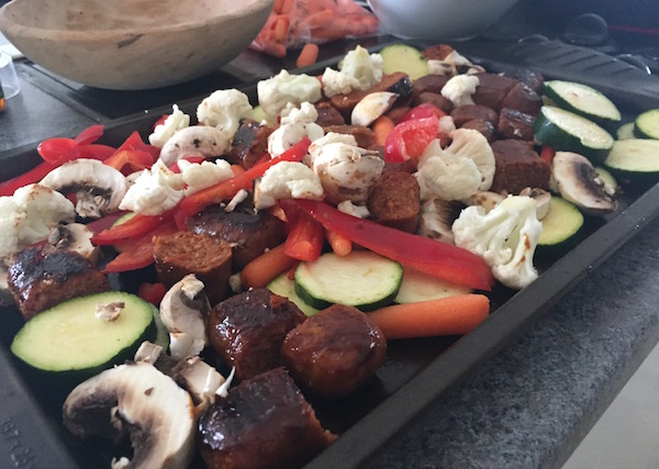 Saucisse italienne et legumes au Four