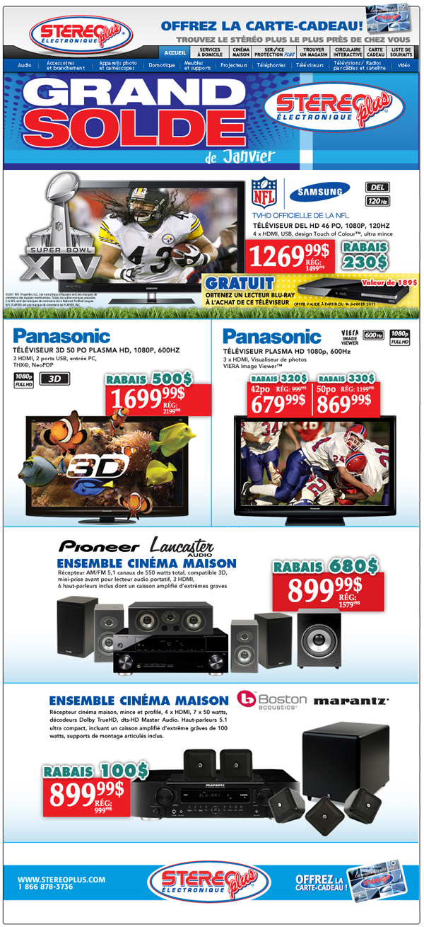 Solde TV HD / Cinéma maison chez Stéréo Plus