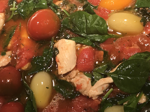 Soupe Tomates, Épinards et Poulet 2