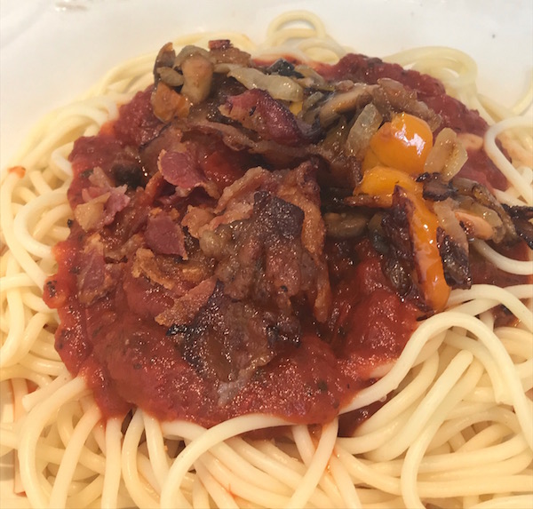 Spaghetti Sauce Tomates et Ail, Légumes et Bacon 3