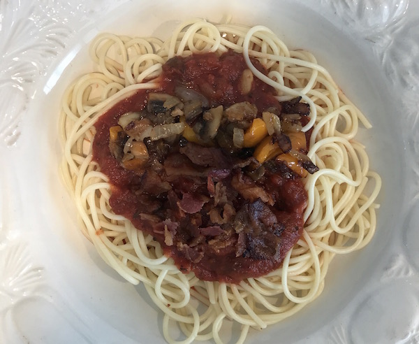 Spaghetti Sauce Tomates et Ail, Légumes et Bacon 6