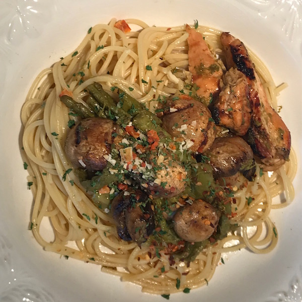 Spaghettis Champignons, Asperges et Poulet 5