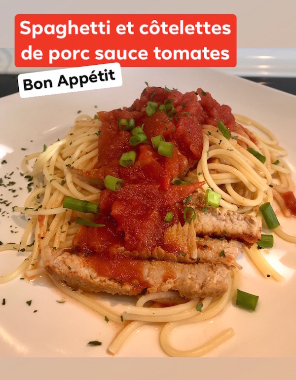  Spaghettis et Côtelettes de Porc Sauce Tomates 8